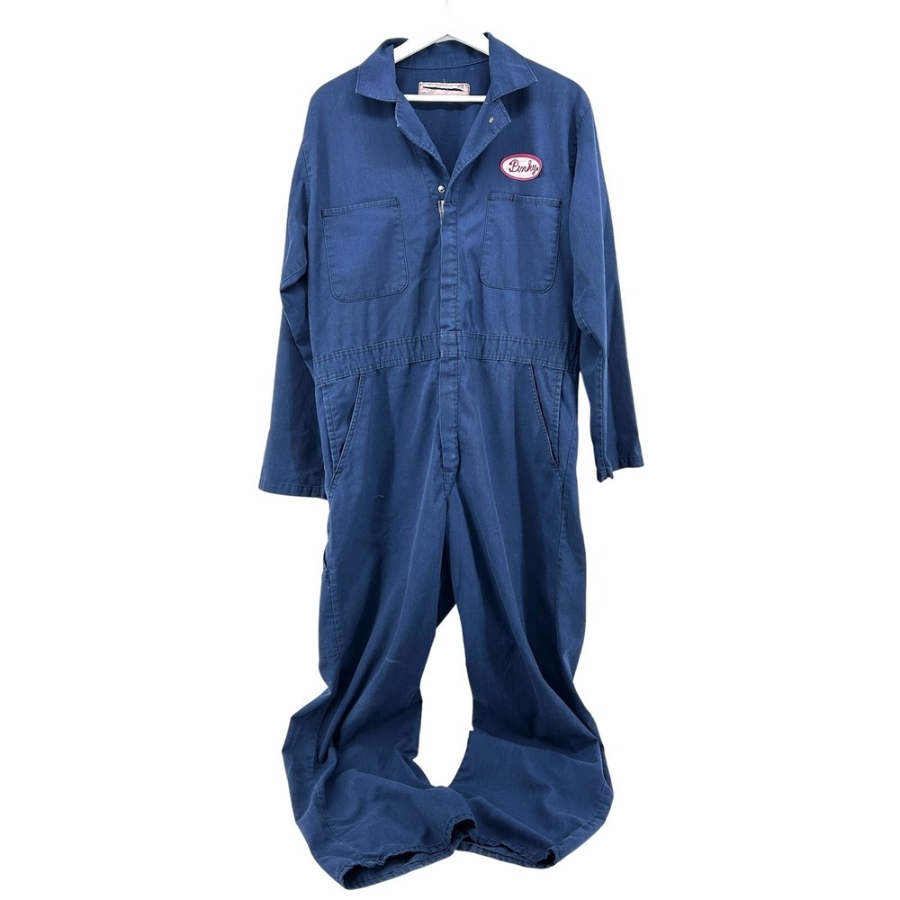 Vintage Workwear Coveralls Mens Blue Utility Jumpsuit Made USA Streetwear Pinky
